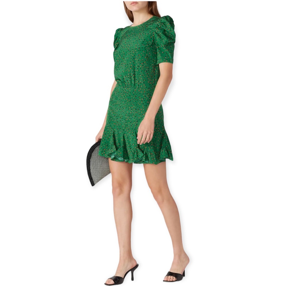 Veronica Beard Green Mini Dress with Subtle Print